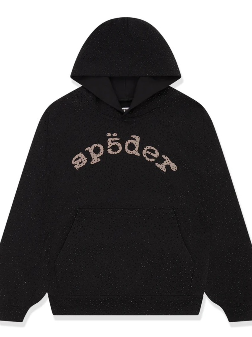 Black Embellished Hooded Sweatshirt with Brand Script